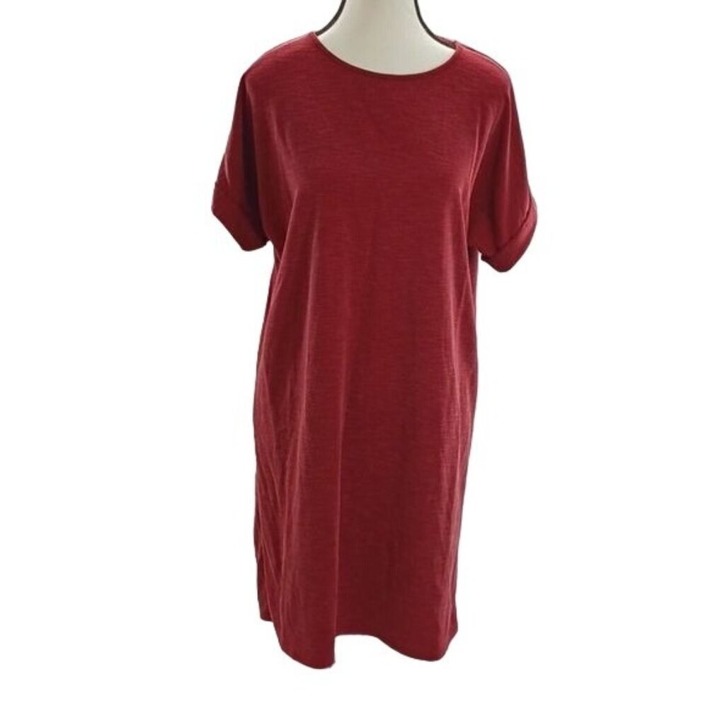 Alya Womens Dress Red Knit Casual Shift Made In USA Medium